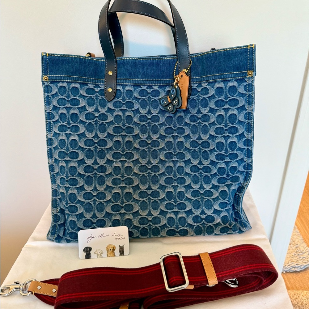 Coach Blue Denim Large Tote Bag